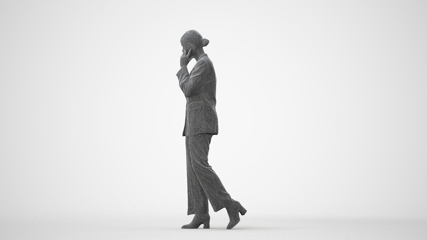 3D scanned woman walking business, photorealistic archviz people for Enscape and SketchUp, square thumbnail