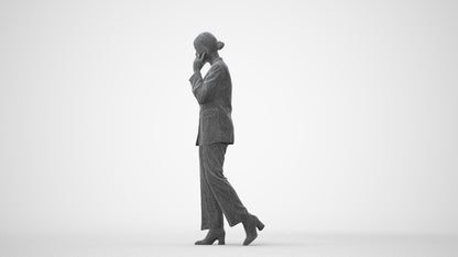 3D scanned woman walking business, photorealistic archviz people for Enscape and SketchUp, square thumbnail