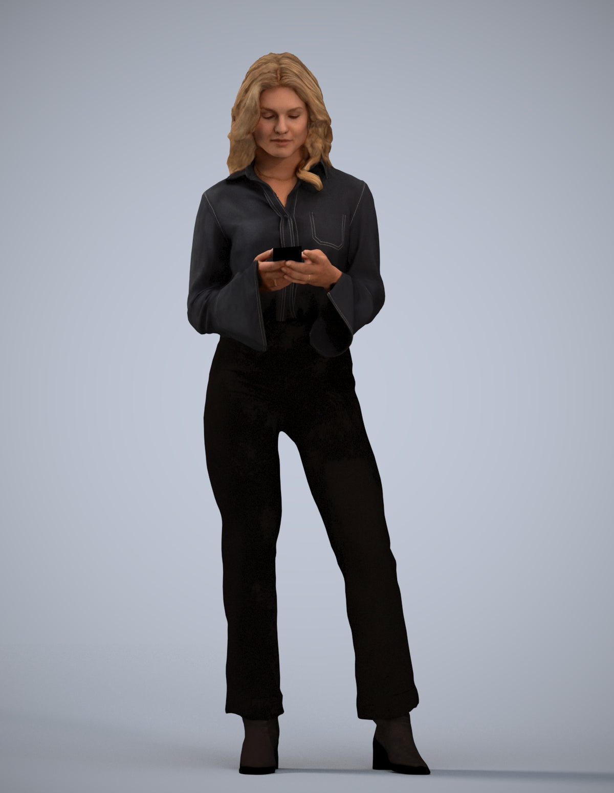 scanned 3D woman business standing, photogrammetry people for Enscape and V-Ray