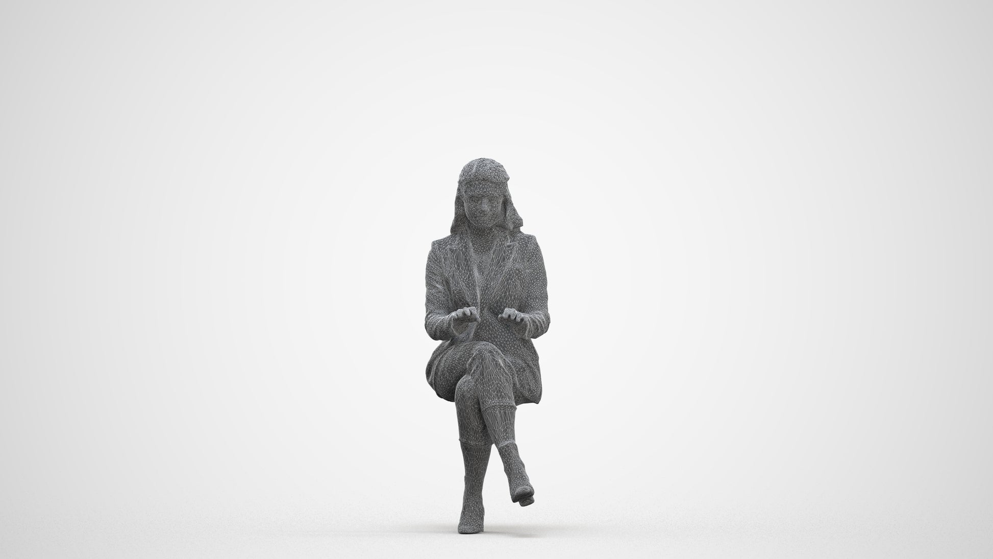 realistic 3D human woman business, archviz people FBX OBJ for Blender, three-quarter front view render