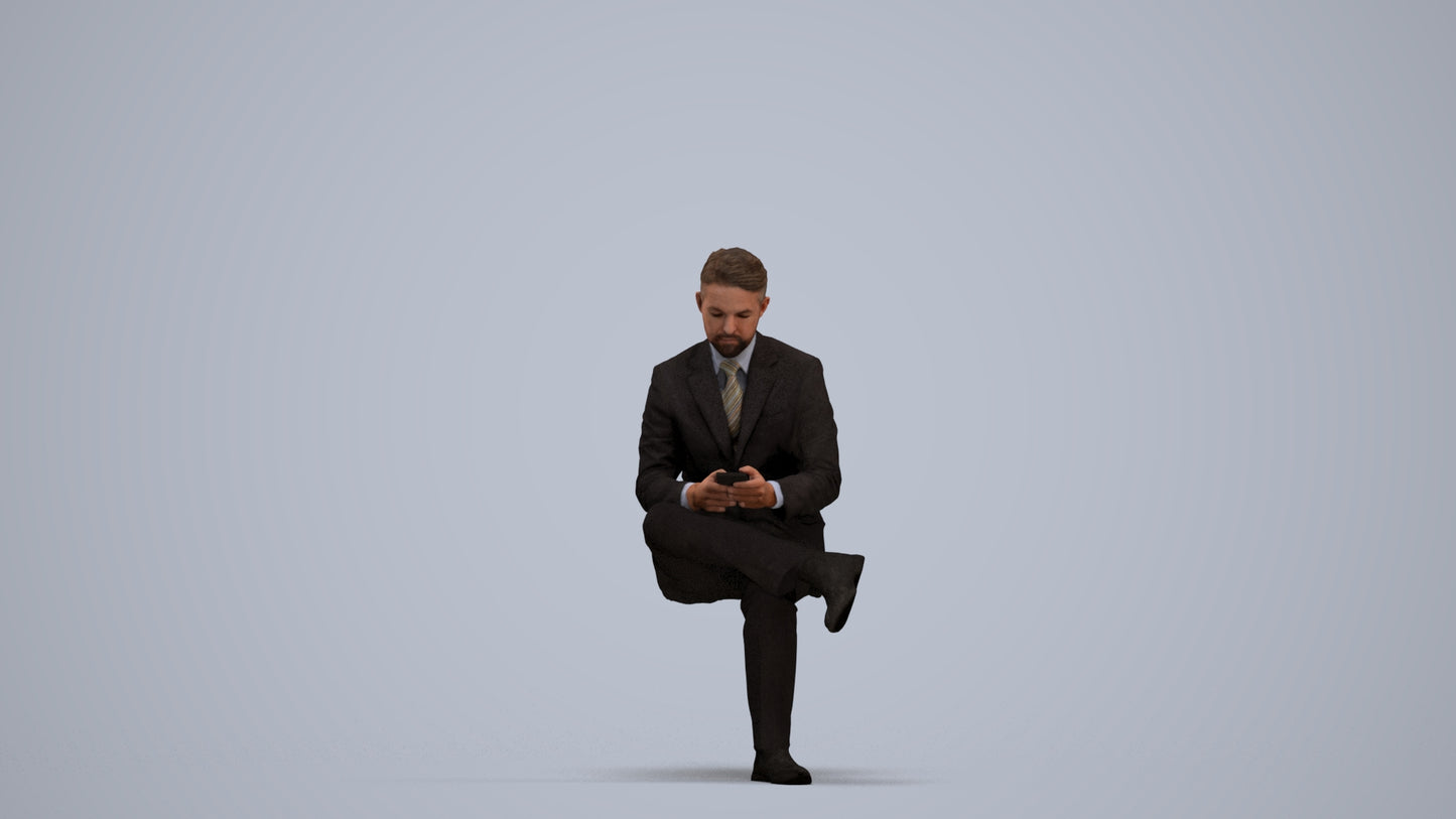 realistic 3D people man business, render-ready for V-Ray and Corona, FBX OBJ, standing pose render