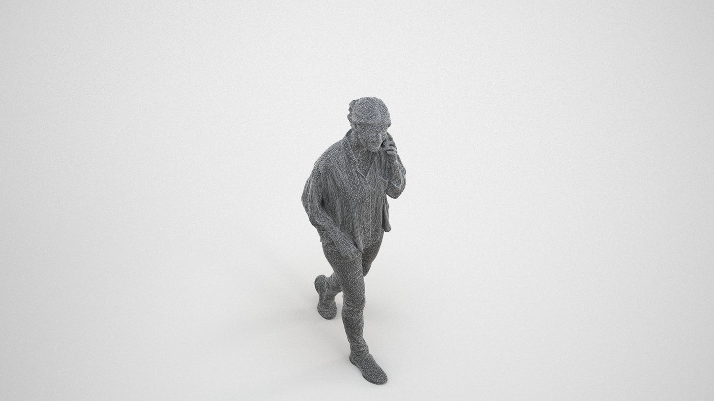 realistic 3D human woman casual walking, archviz people FBX OBJ for Blender, wireframe three-quarter view