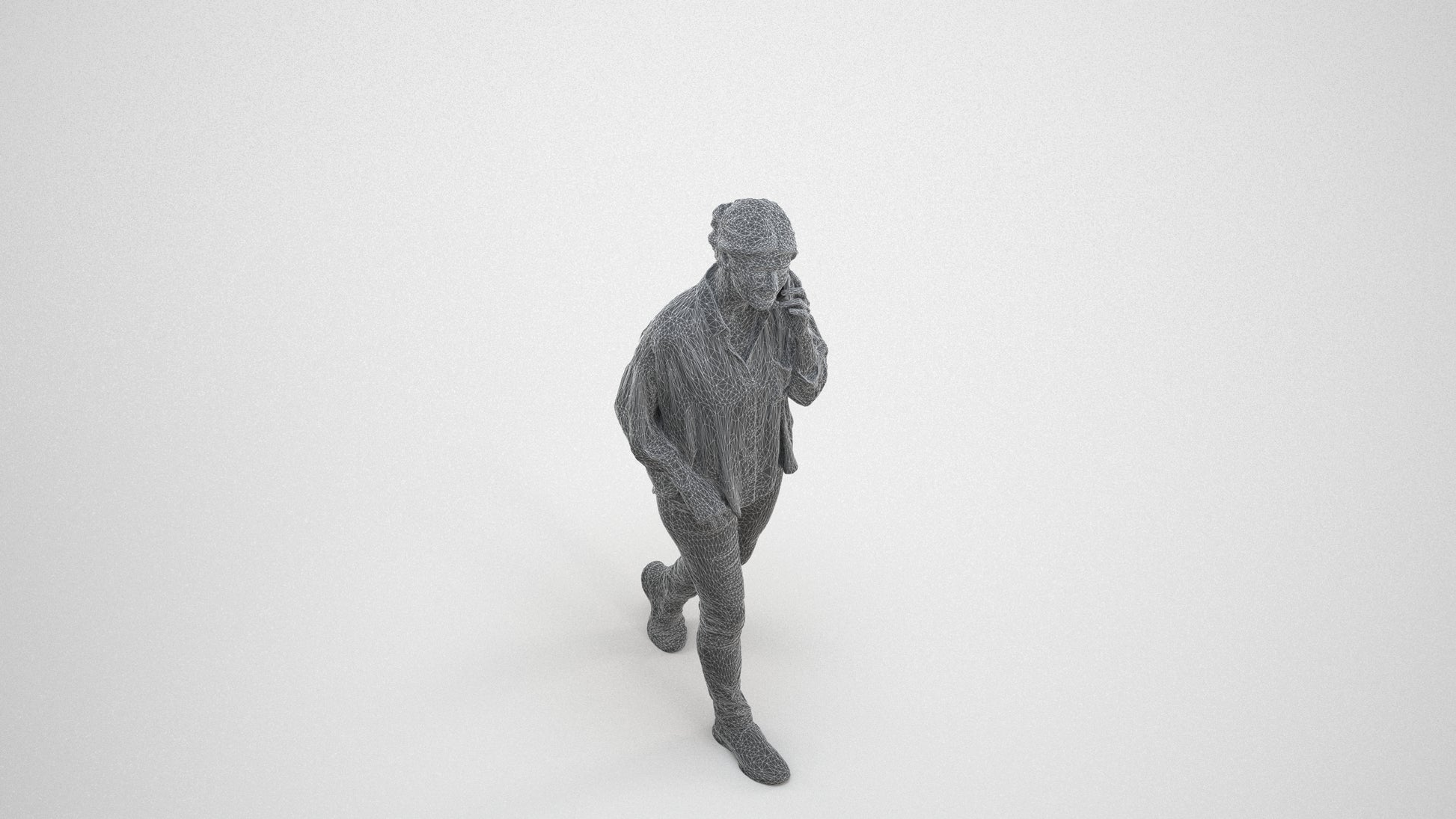 realistic 3D human woman casual walking, archviz people FBX OBJ for Blender, wireframe three-quarter view