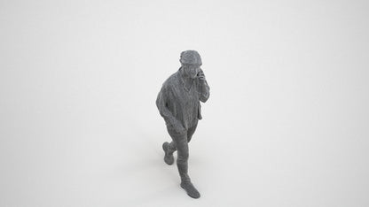 realistic 3D human woman casual walking, archviz people FBX OBJ for Blender, wireframe three-quarter view