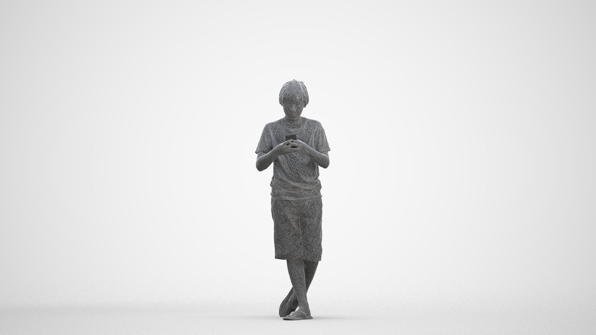 scanned 3D boy casual kids, photogrammetry people for Enscape and V-Ray, three-quarter front view render