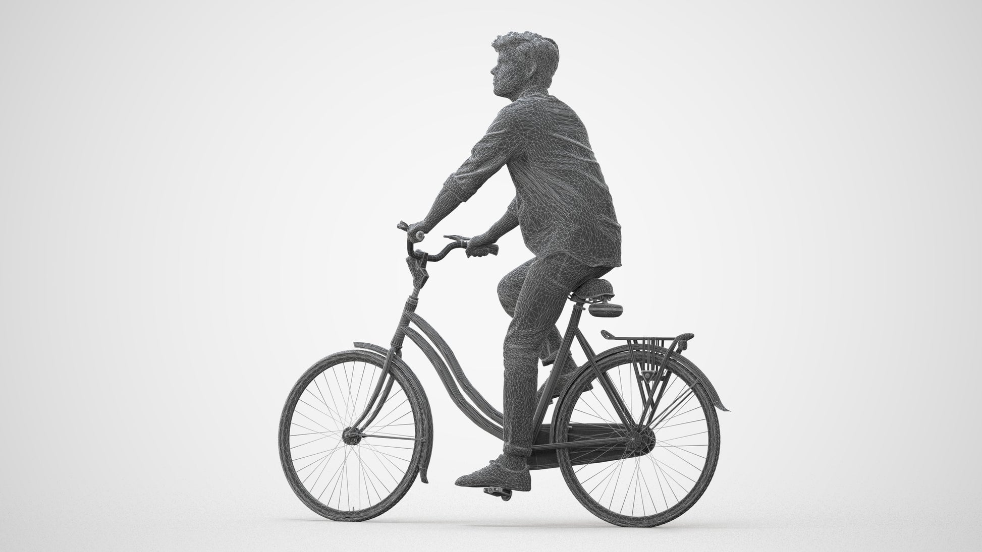 photogrammetry 3D man casual cycling, realistic human model archviz FBX, square thumbnail