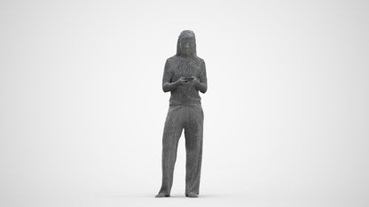 3D people model woman casual standing, scanned human for 3ds Max rendering, three-quarter front view render
