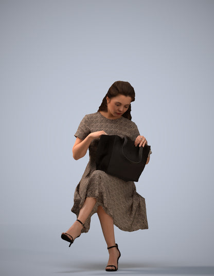 3D people model woman casual sitting, scanned human for 3ds Max rendering