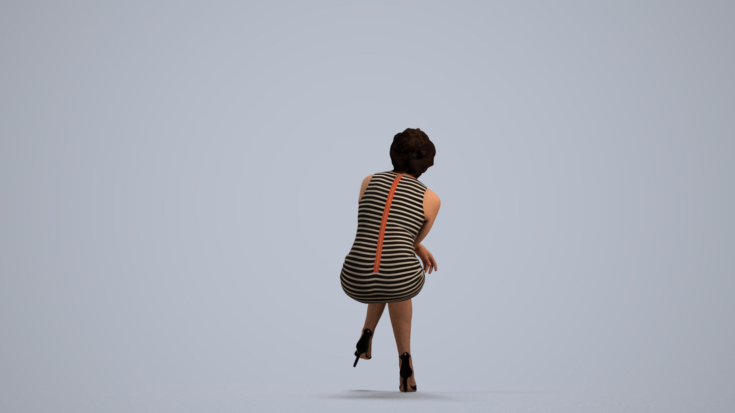3D people model woman casual sitting, scanned human for 3ds Max rendering, front view render