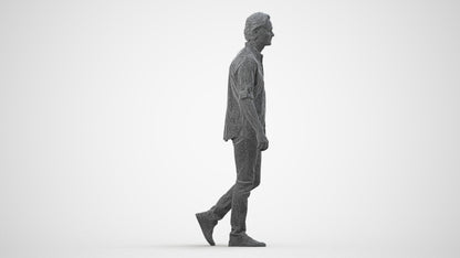 realistic 3D people man casual standing, render-ready for V-Ray and Corona, FBX OBJ, wireframe side view