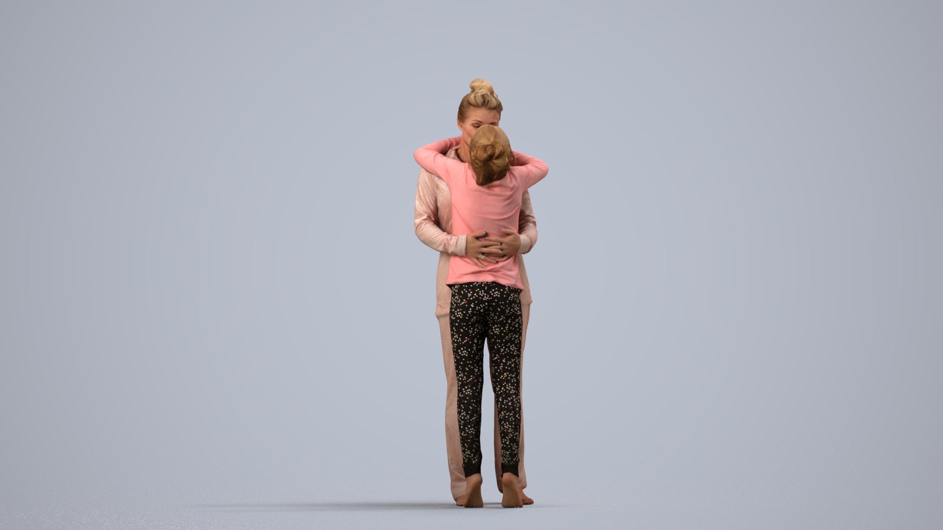 3D human model girl kids, photogrammetry scanned person for archviz, side view render