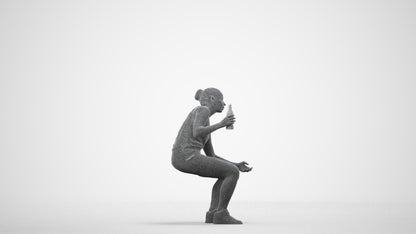 photogrammetry 3D woman sport, realistic human model archviz FBX, wireframe side view