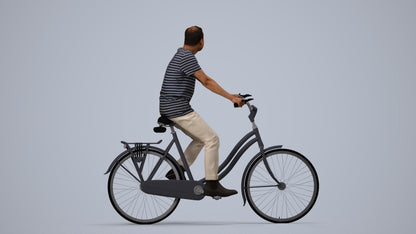 scanned 3D man casual cycling, photogrammetry people for Enscape and V-Ray, side view render