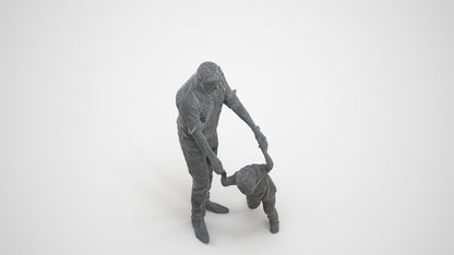 3D human model boy casual kids, photogrammetry scanned person for archviz, wireframe three-quarter view