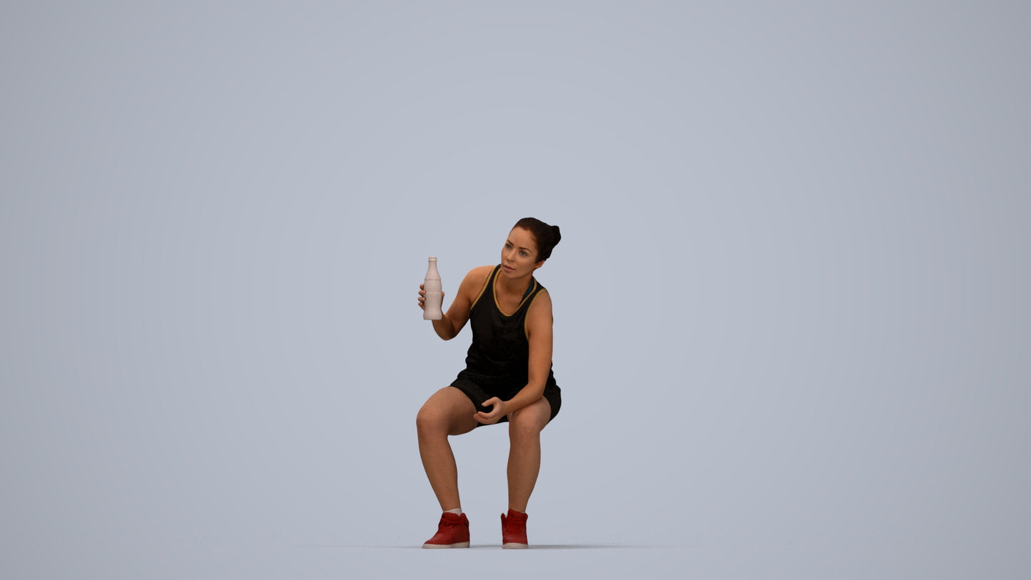 photogrammetry 3D woman sport, realistic human model archviz FBX, top-down view render
