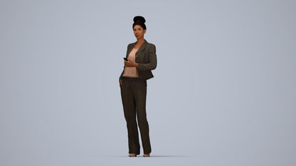scanned 3D woman business standing, photogrammetry people for Enscape and V-Ray, top-down view render