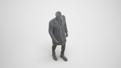 3D scanned man business, photorealistic archviz people for Enscape and SketchUp, wireframe three-quarter view