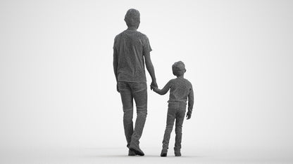 3D people model boy casual kids, scanned human for 3ds Max rendering, wireframe front view