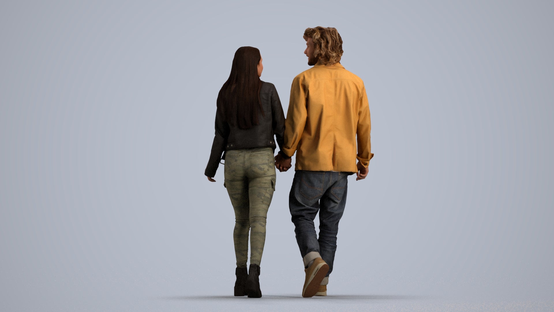 3D human model woman casual mix, photogrammetry scanned person for archviz, front view render