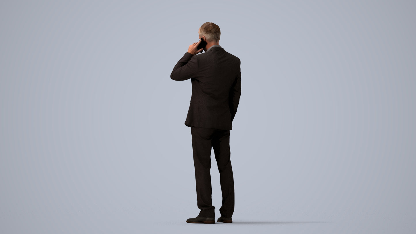 3D people model man business, scanned human for 3ds Max rendering, three-quarter view render
