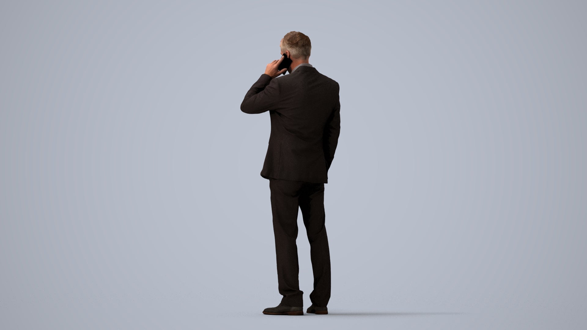 3D people model man business, scanned human for 3ds Max rendering, three-quarter view render