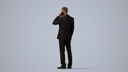 3D people model man business, scanned human for 3ds Max rendering, three-quarter view render