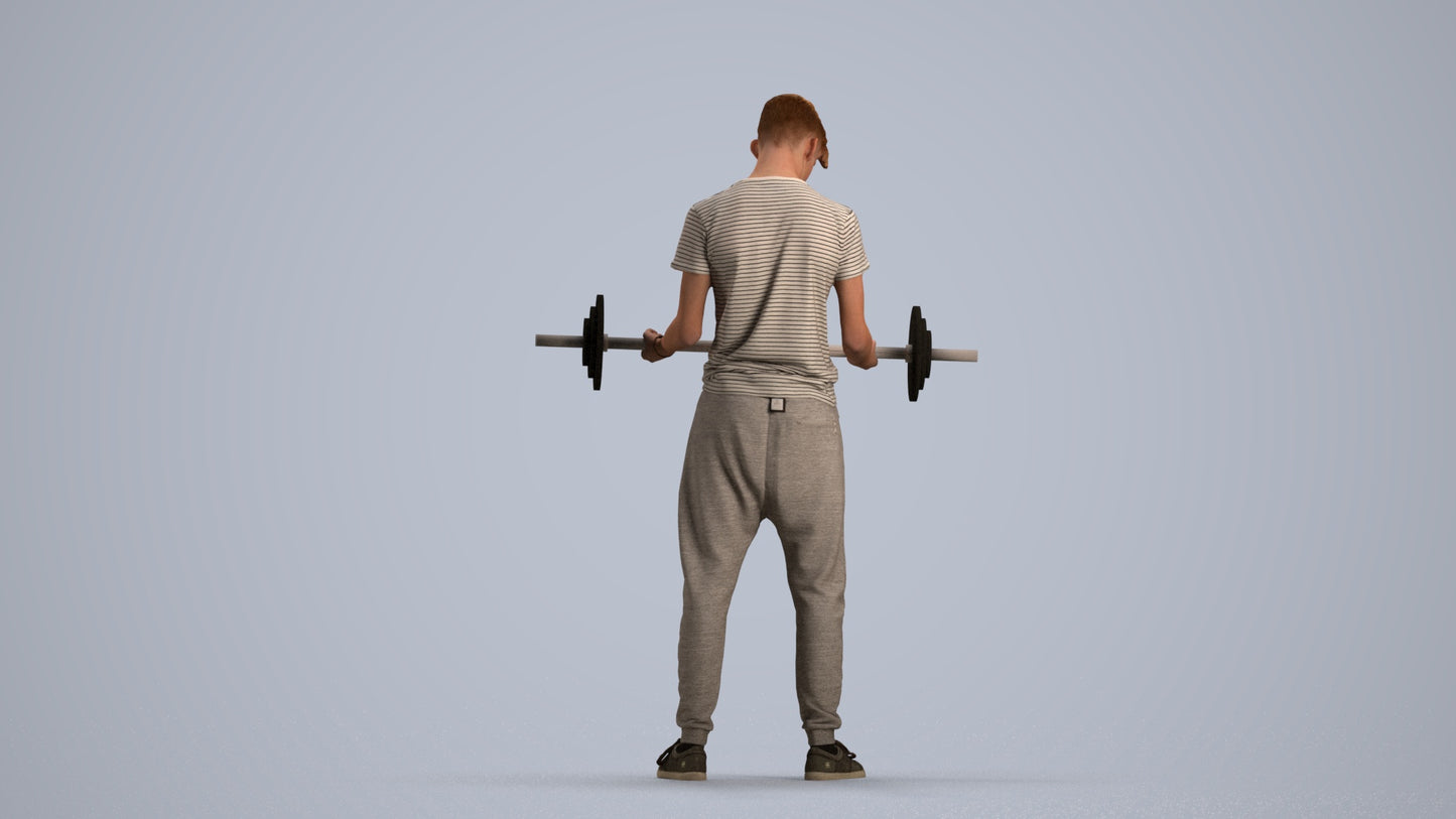 3D human model man sport, photogrammetry scanned person for archviz, front view render