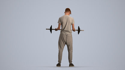 3D human model man sport, photogrammetry scanned person for archviz, front view render