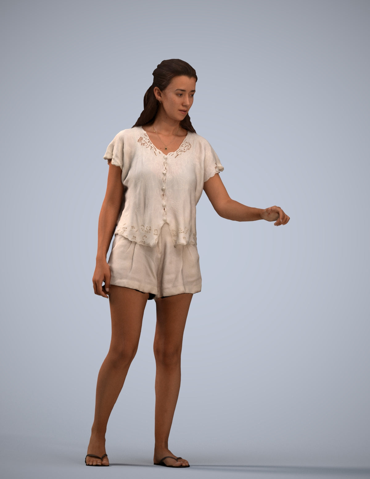 photogrammetry 3D woman casual door, realistic human model archviz FBX