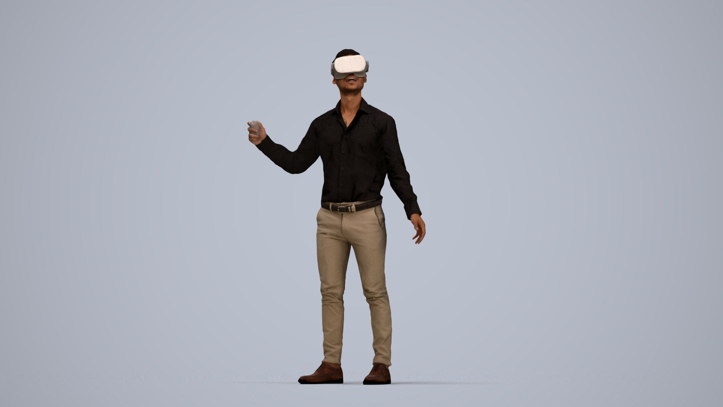 photogrammetry 3D man business standing, realistic human model archviz FBX, top-down view render