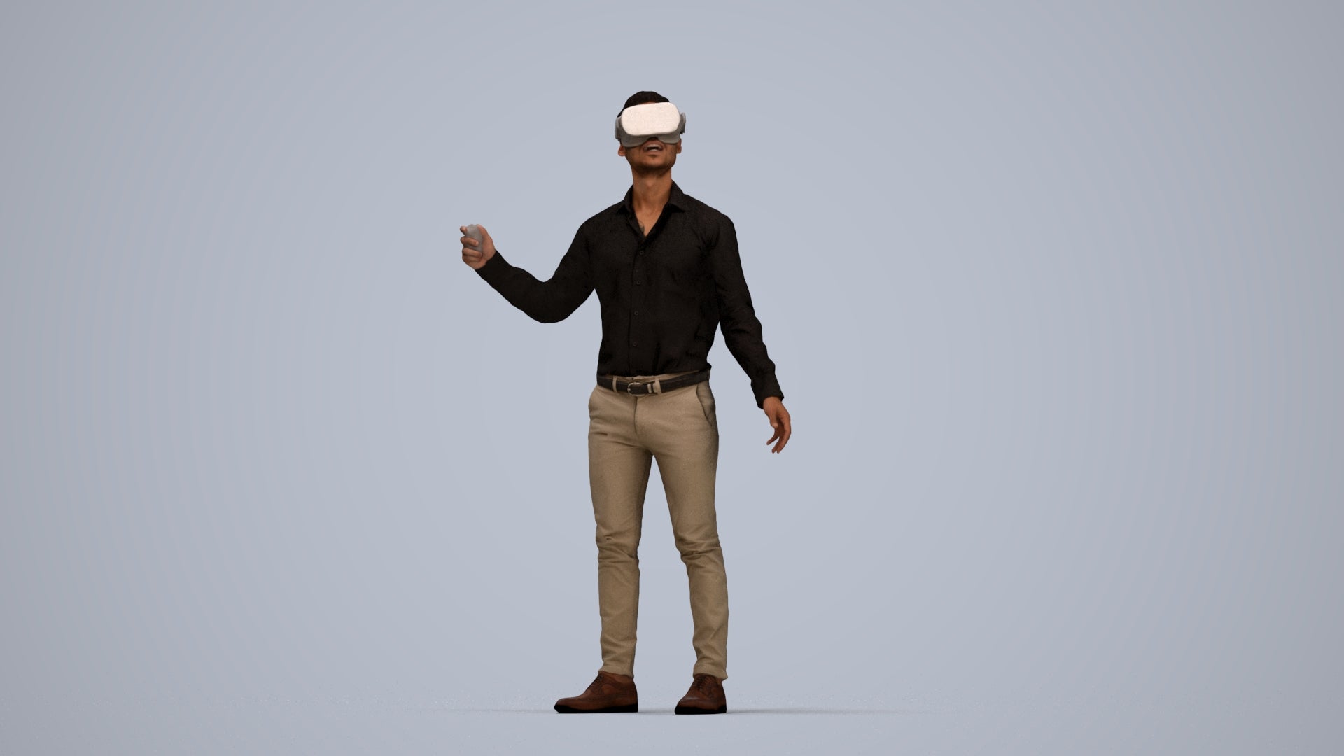 photogrammetry 3D man business standing, realistic human model archviz FBX, top-down view render