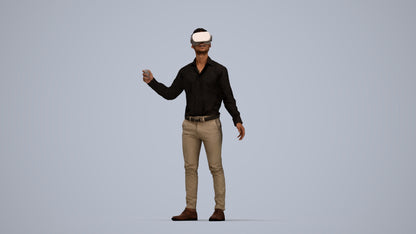 photogrammetry 3D man business standing, realistic human model archviz FBX, top-down view render