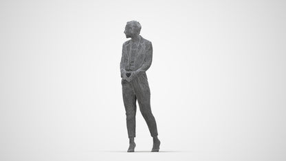 3D people model woman business, scanned human for 3ds Max rendering, wireframe back view