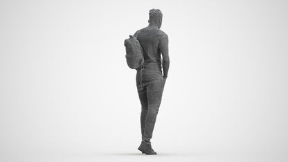 realistic 3D human man casual walking, archviz people FBX OBJ for Blender, wireframe front view