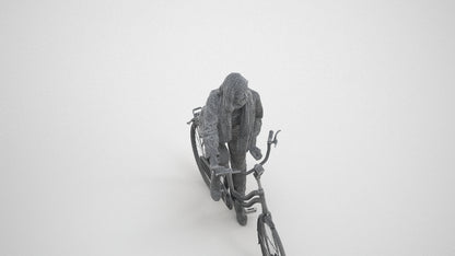 3D people model woman casual cycling, scanned human for 3ds Max rendering, wireframe three-quarter view