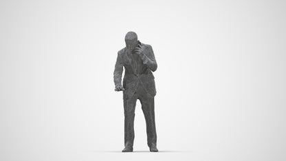 3D people model man business, scanned human for 3ds Max rendering, wireframe back view
