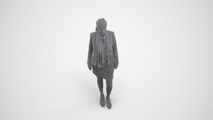 realistic 3D human woman business, archviz people FBX OBJ for Blender, wireframe three-quarter view