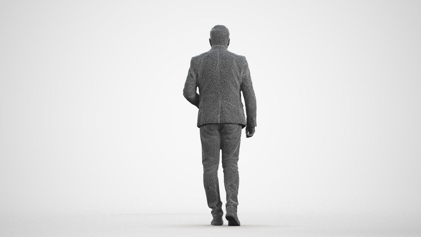 realistic 3D human man business, archviz people FBX OBJ for Blender, wireframe front view