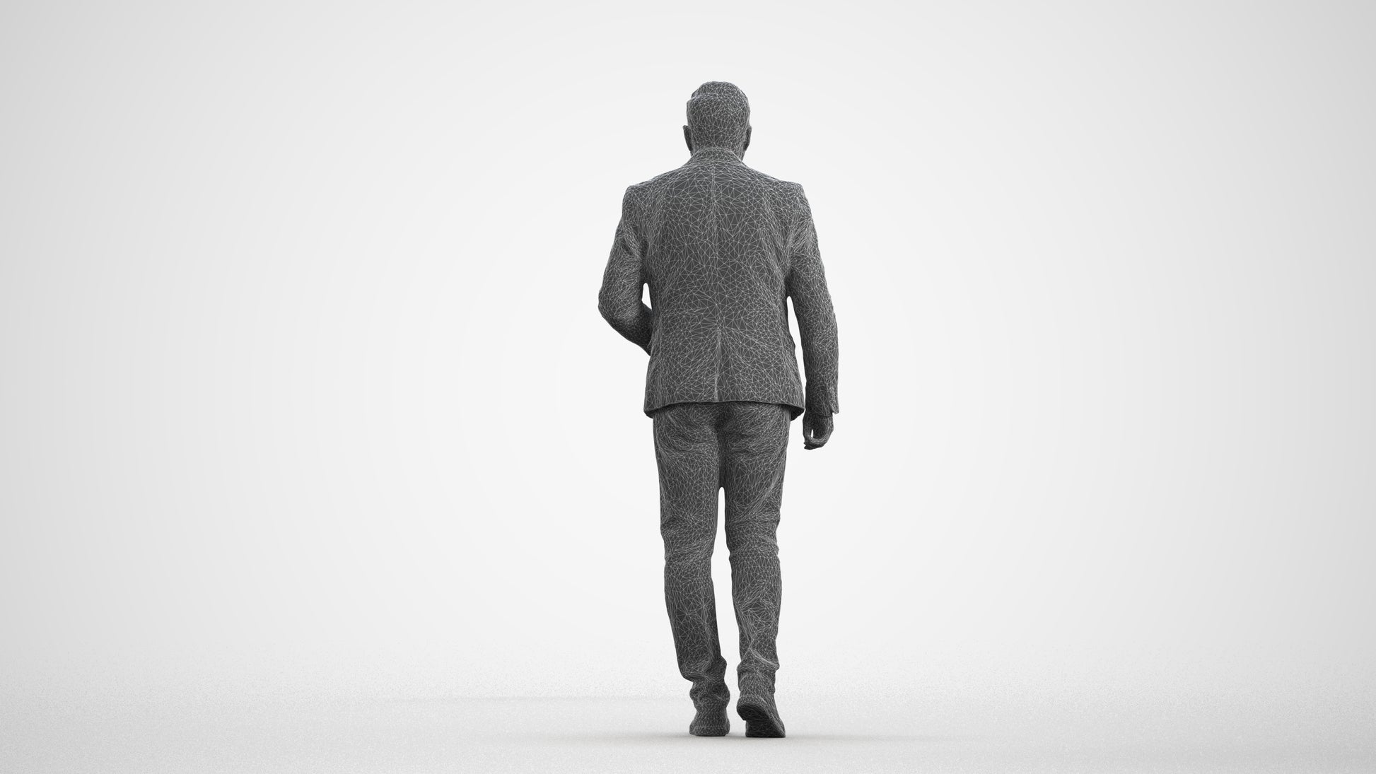 realistic 3D human man business, archviz people FBX OBJ for Blender, wireframe front view