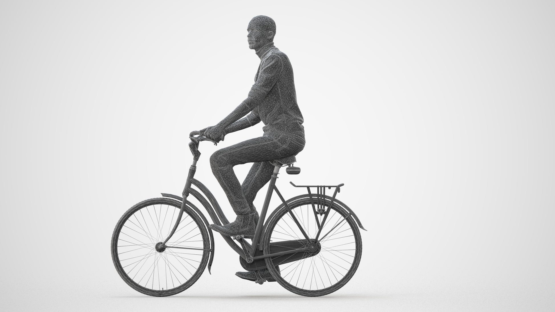 realistic 3D human man casual cycling, archviz people FBX OBJ for Blender, square thumbnail