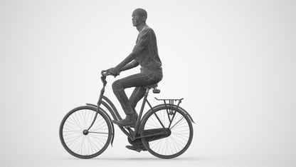 realistic 3D human man casual cycling, archviz people FBX OBJ for Blender, square thumbnail