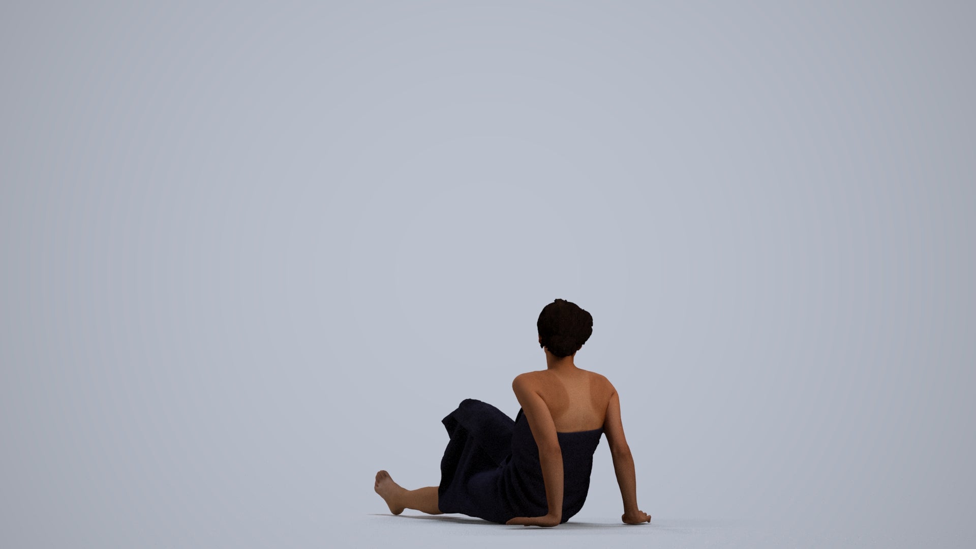 realistic 3D woman bathroom, scanned archviz people for Blender and 3ds Max, front view render