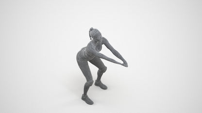realistic 3D people woman sport, render-ready for V-Ray and Corona, FBX OBJ, wireframe three-quarter view
