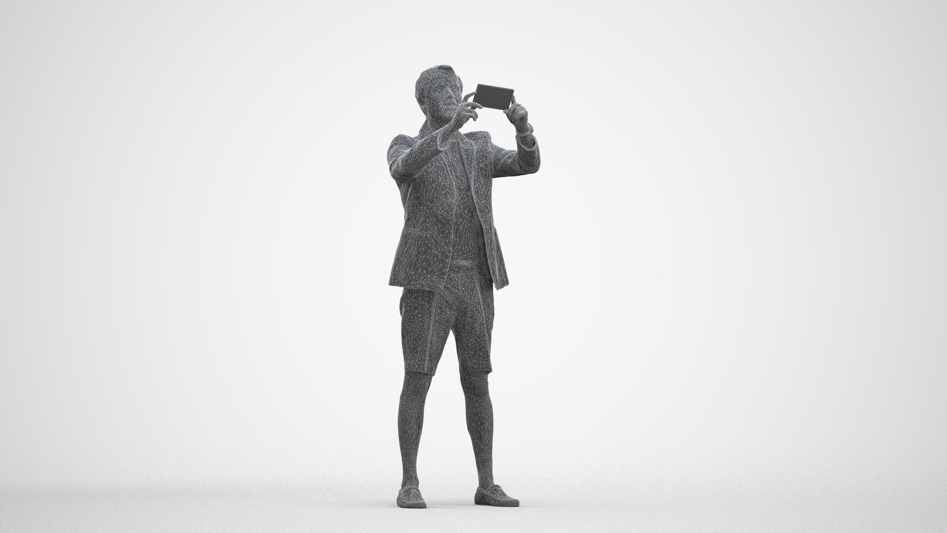3D scanned man standing business, photorealistic archviz people for Enscape and SketchUp, three-quarter front view render