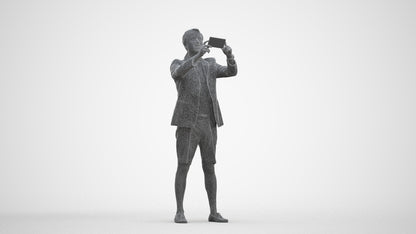 3D scanned man standing business, photorealistic archviz people for Enscape and SketchUp, three-quarter front view render