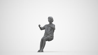3D scanned woman driving casual, photorealistic archviz people for Enscape and SketchUp, wireframe back view