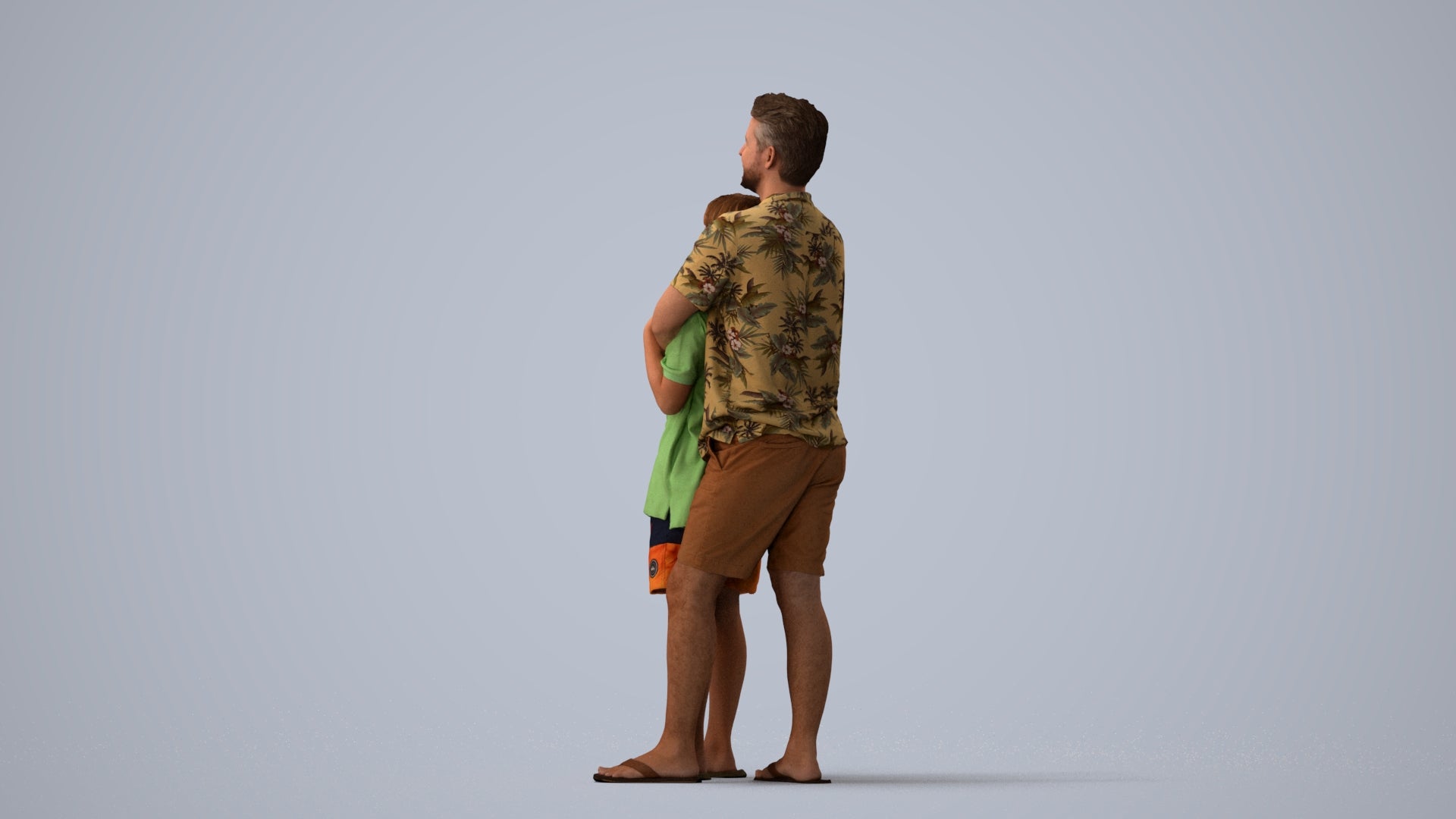 3D people model boy standing, scanned human for 3ds Max rendering, three-quarter view render