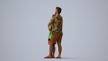 3D people model boy standing, scanned human for 3ds Max rendering, three-quarter view render
