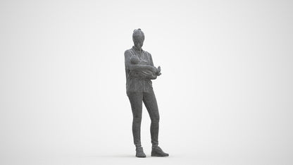 realistic 3D girl casual kids, scanned archviz people for Blender and 3ds Max, three-quarter front view render