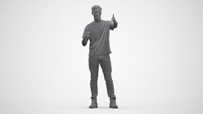 realistic 3D man casual standing, scanned archviz people for Blender and 3ds Max, three-quarter front view render